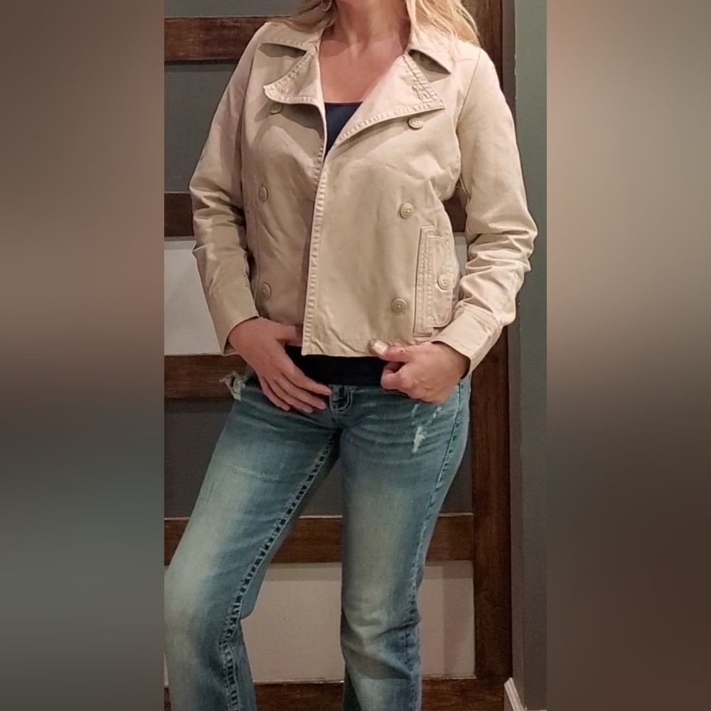 Tan Old Navy Short Trench Coat size XS